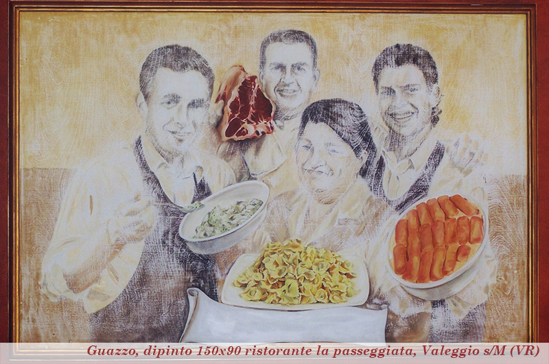 guazzo, dipinto 150x90 ristorante la passeggiata, Valeggio s/M (VR)